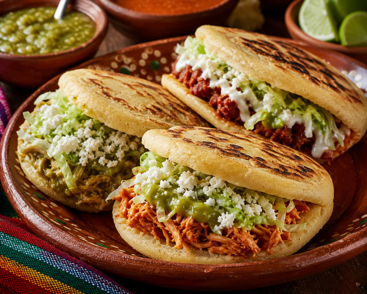 Gorditas filled with guisados and queso fresco