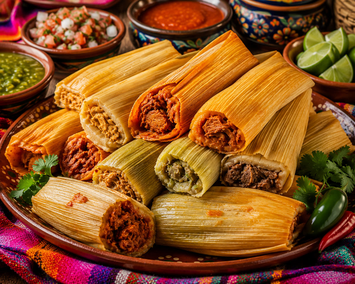 Plate of freshly steamed tamales